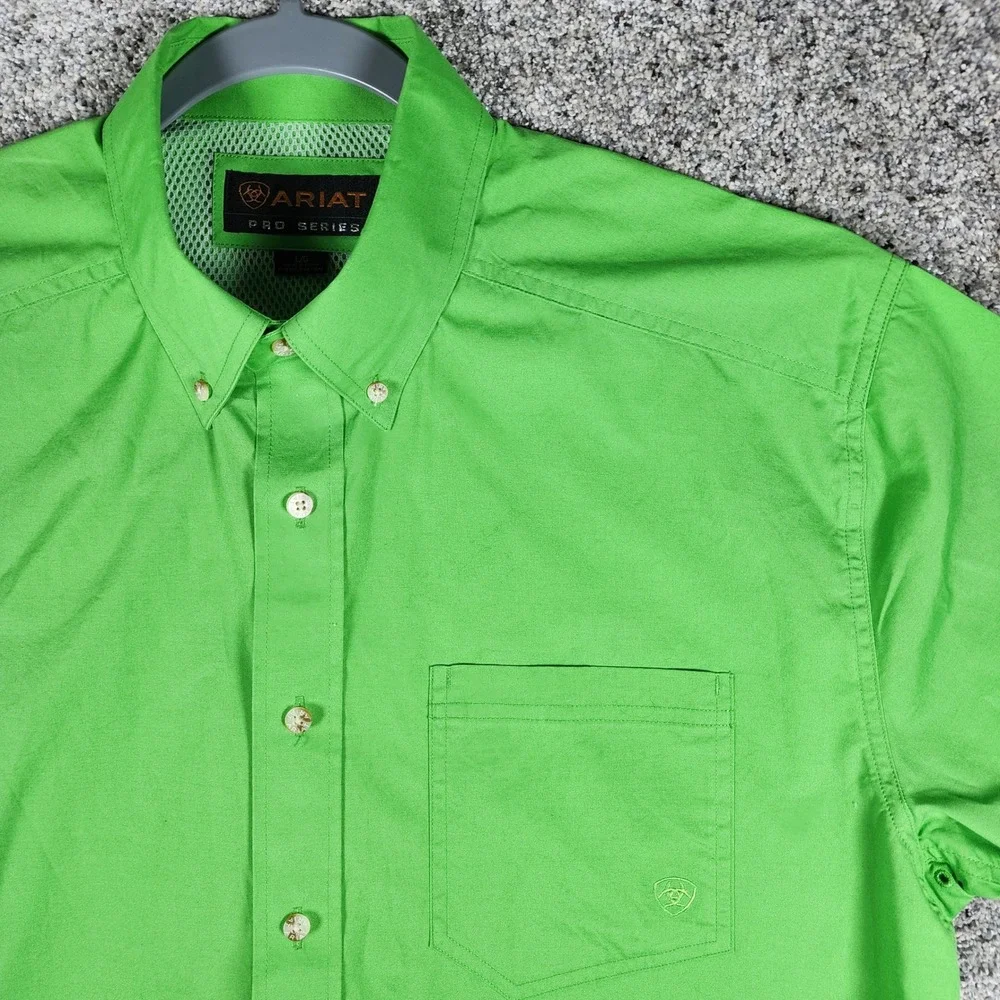 Ariat Button Down Shirt Mens Large Pro Series Green Short Sleeve Western NWOT